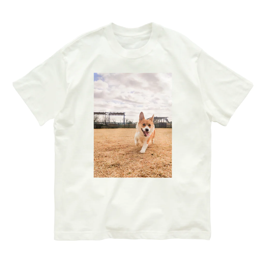 脚長コーギーの脚長コーギーむぎくん Organic Cotton T-Shirt