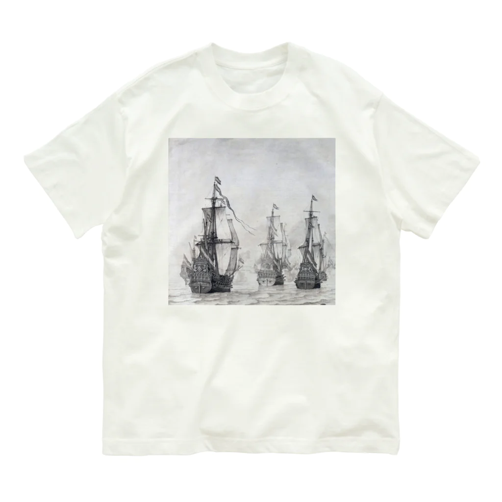 PALA's SHOP　cool、シュール、古風、和風、のダンケルクの戦い ウィレム・ファン・デ・ヴェルデ（I） 1659年 Organic Cotton T-Shirt