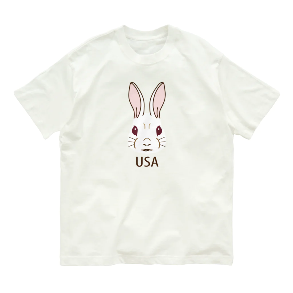 map5（マップファイブ）デザイン・ライセンス・ストック　のうさぎ(Rabbit)・ラビット・ウサギ年・ウサギ顔・2023年干支・卯年・イラスト・絵・デザイン・Tシャツ・グッズ・かわいい・オリジナル(C) オーガニックコットンTシャツ