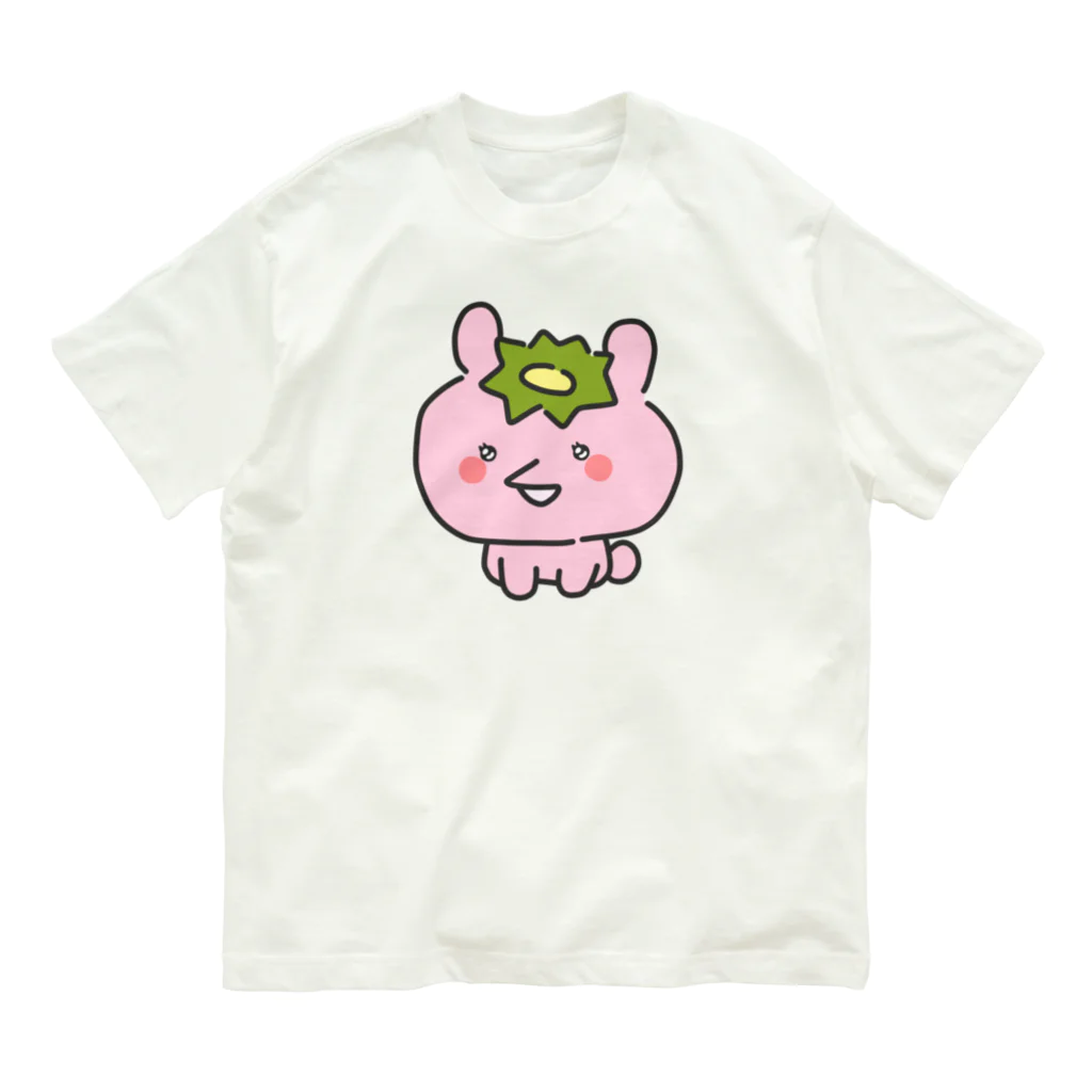 flower87boxのかっぱうさぎ（ピンク） オーガニックコットンTシャツ