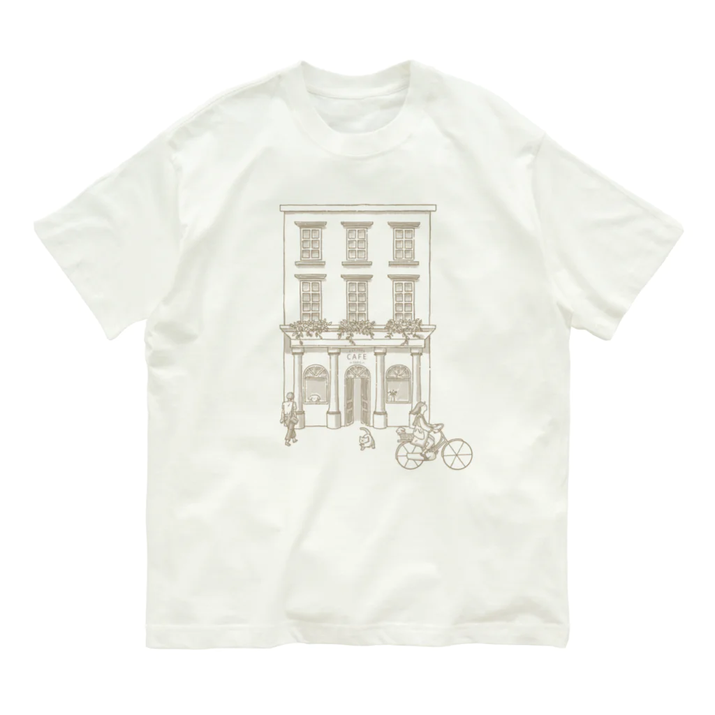 kiki25のパリのカフェ オーガニックコットンTシャツ