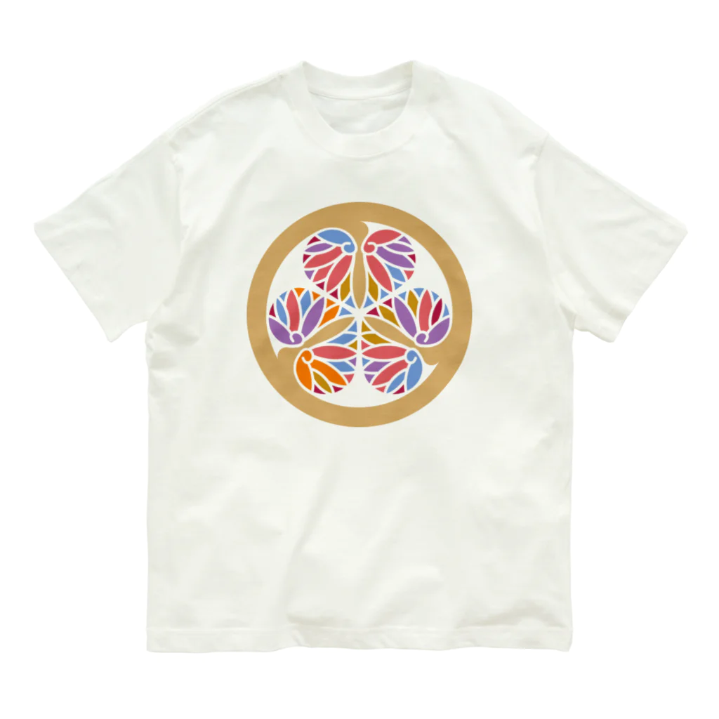 色重ね家紋／colorful_kamonの［色重ね家紋］三つ葉葵 Organic Cotton T-Shirt