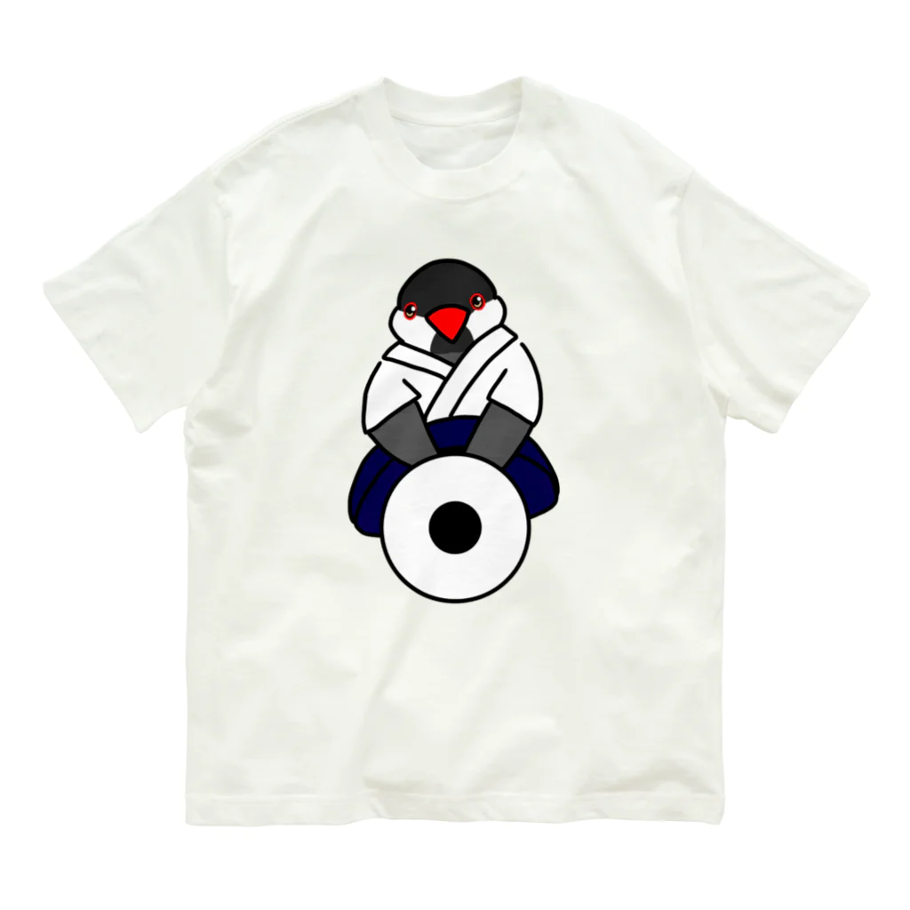 Lily bird（リリーバード）の正座の弓道部んちょ（桜文鳥）と星的① Organic Cotton T-Shirt