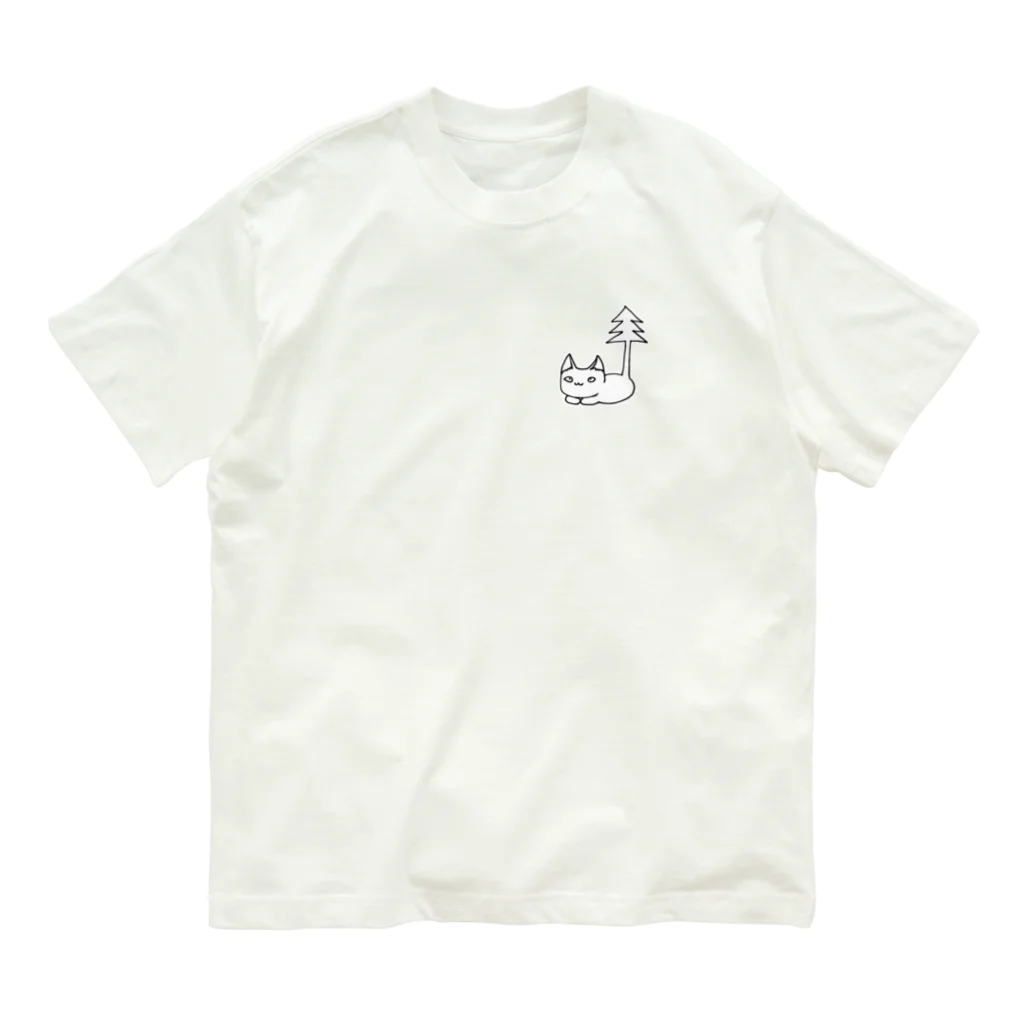 幻覚のしっぽ木のねこ オーガニックコットンTシャツ