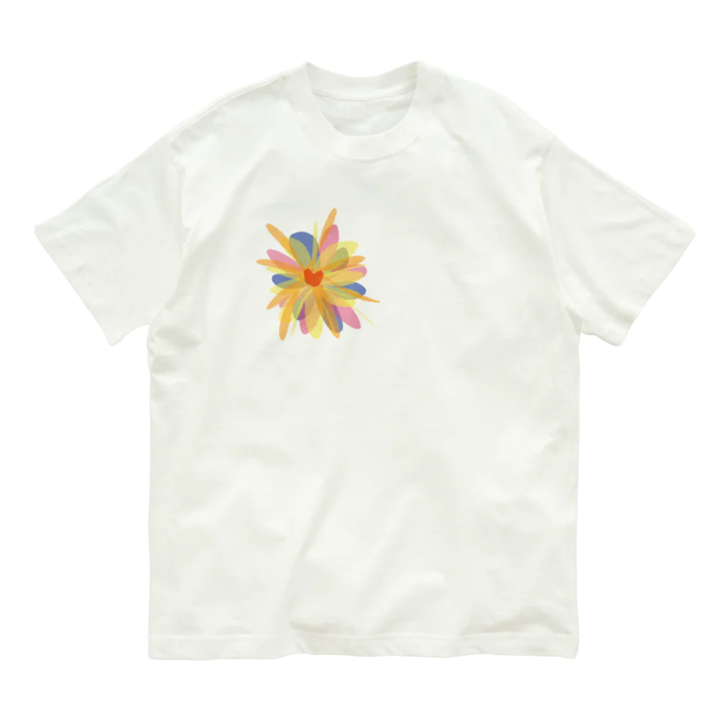 nomumyのカラフルなお花 オーガニックコットンTシャツ