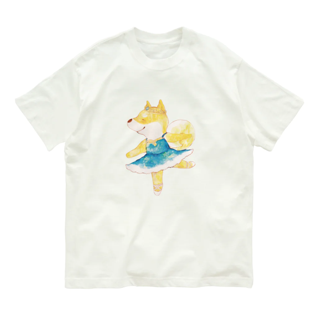 ARASHIBAの柴犬バレリーナ（シンプル＆ティアラ） オーガニックコットンTシャツ