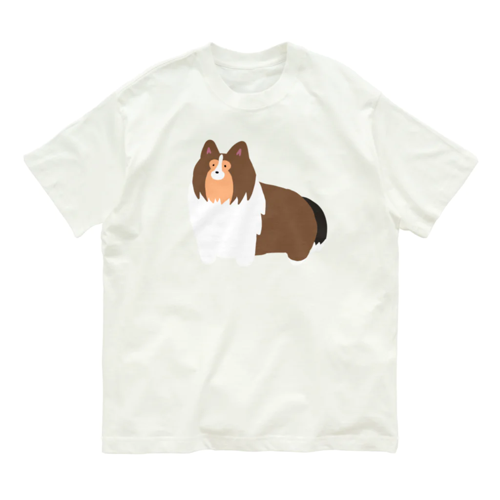 Kotetsu diary(SUZURI店)のゆるゆるシェルティ オーガニックコットンTシャツ