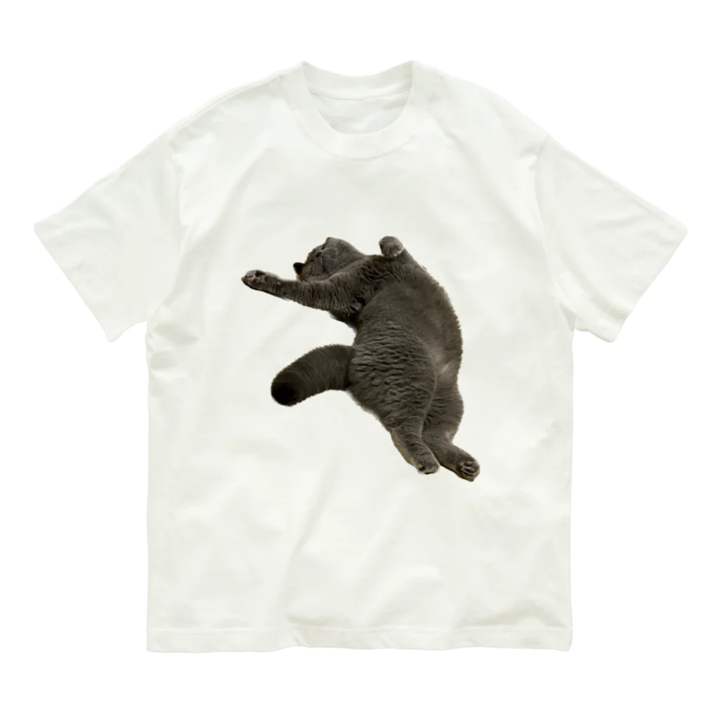 むっちり猫のむっちり丸のお腹ぽっこりむっちり丸 オーガニックコットンTシャツ