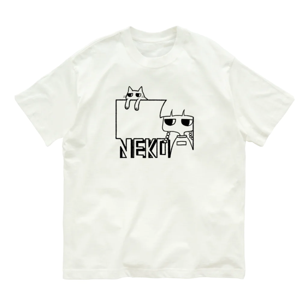 オカ氏のNEKO-Girl Black オーガニックコットンTシャツ