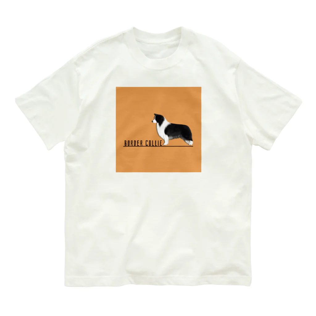 kcraft-bordercollieのボーダーコリー　モノクロver オーガニックコットンTシャツ