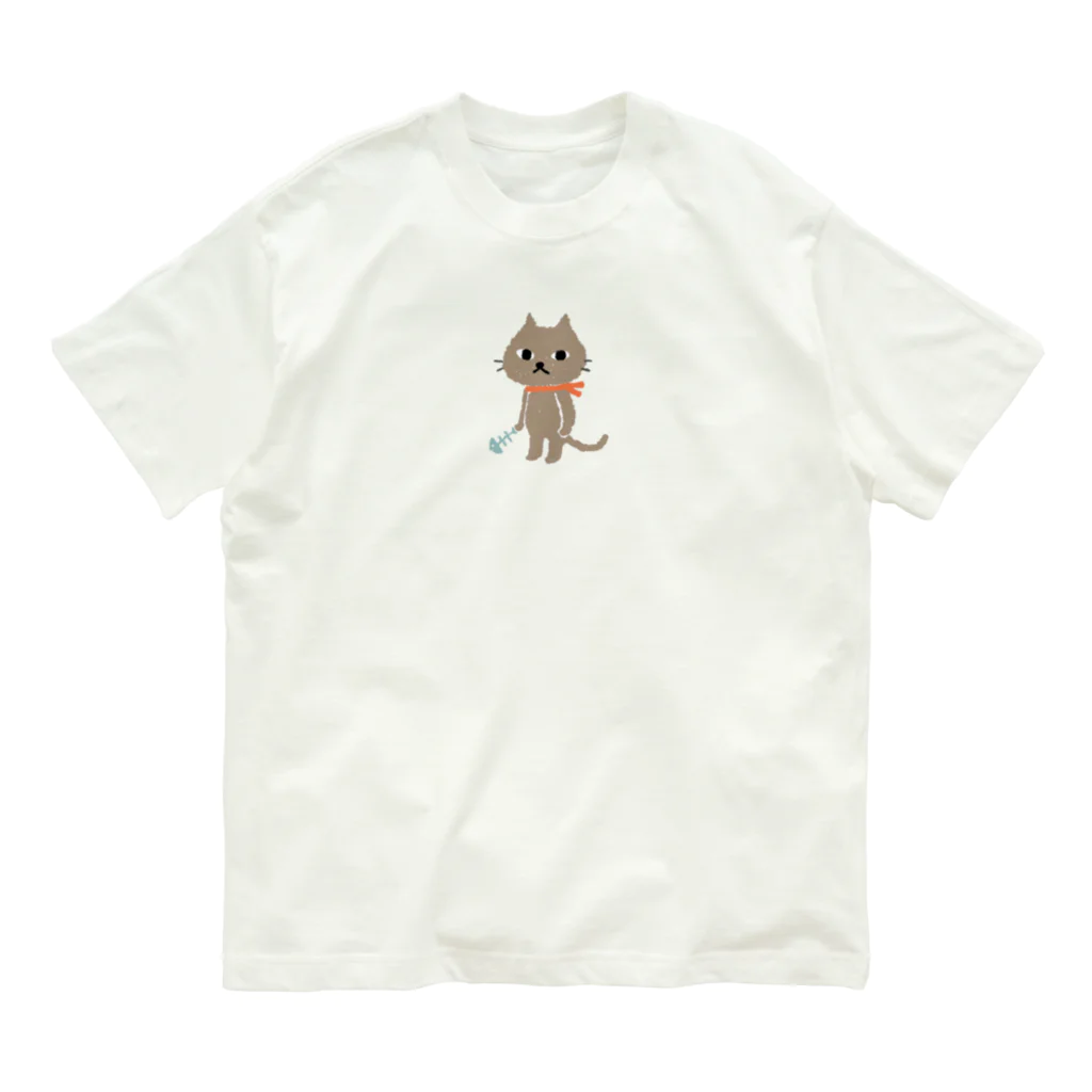 猫毛ねこの国の猫毛ねこの国の住人　魚の骨 Organic Cotton T-Shirt