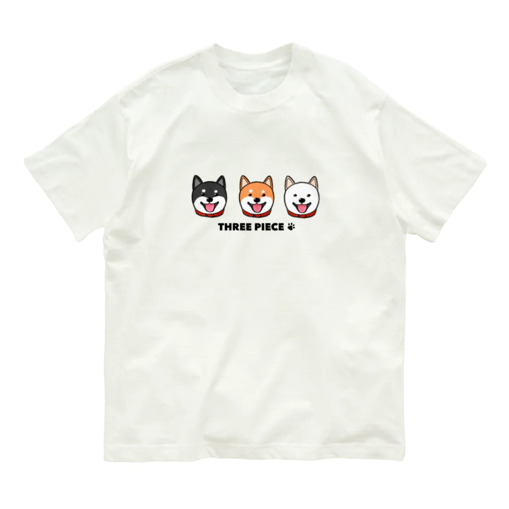 ポルンガ2次元ラボラトリーの3ピース柴犬グッズ オーガニックコットンTシャツ