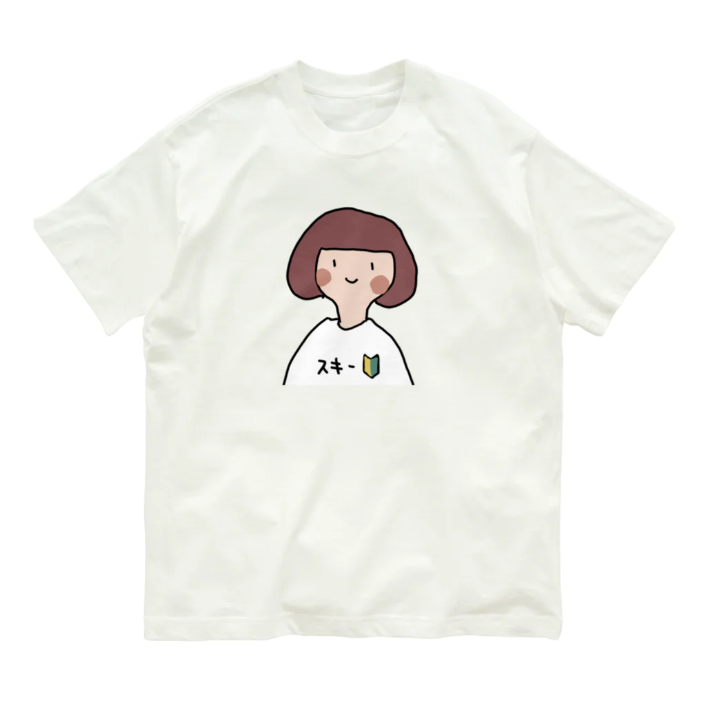 yamamototomohiroのスキー初心者女子 オーガニックコットンTシャツ