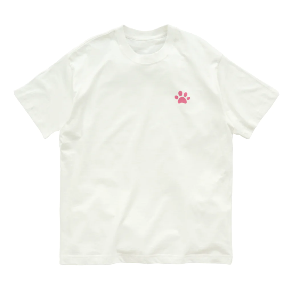 ねこといっしょに🐈猫グッズ専門店🐾のピンクの肉球 オーガニックコットンTシャツ