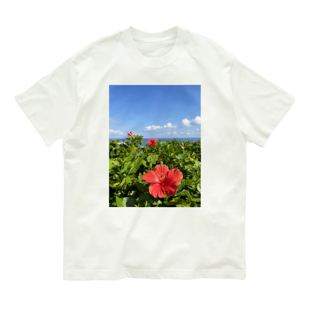 Ripples沖縄レジンアートの沖縄の海とハイビスカス Organic Cotton T-Shirt