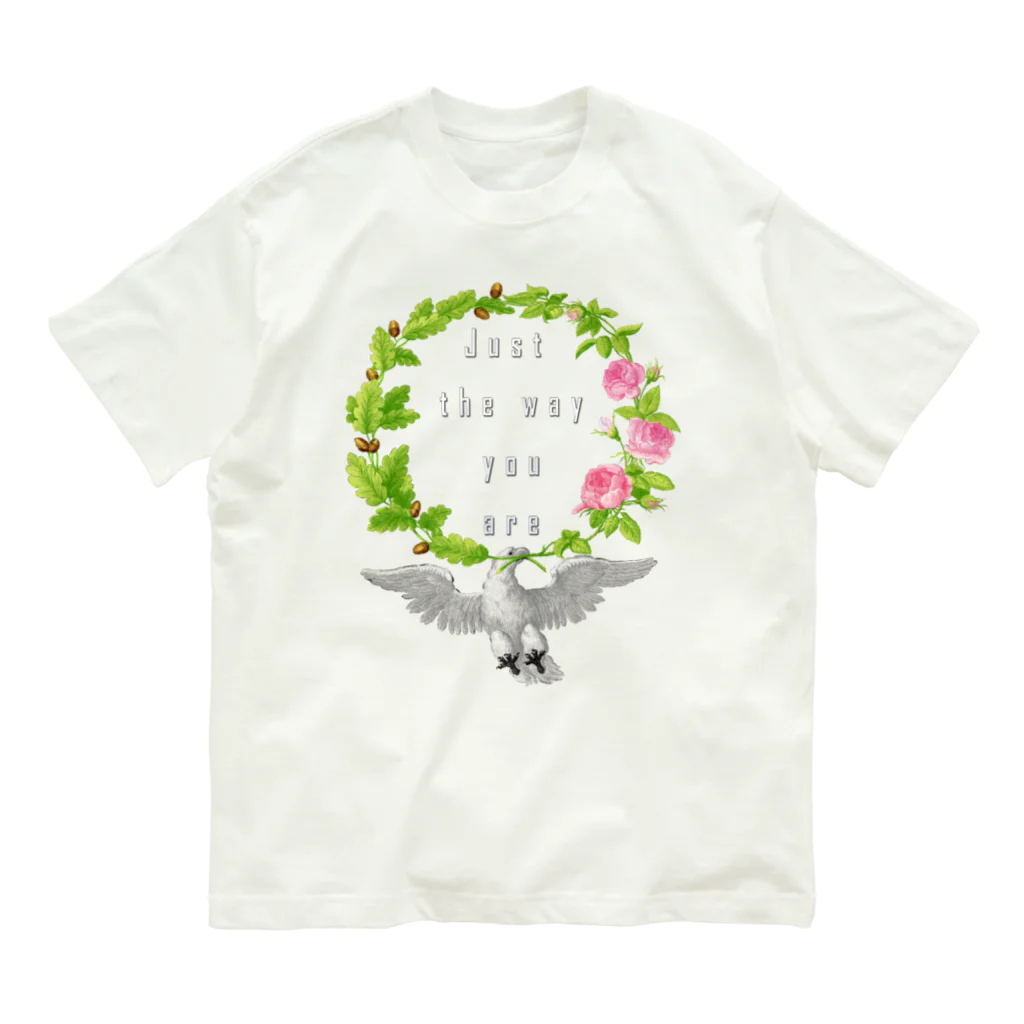 PALA's SHOP　cool、シュール、古風、和風、の幸福を運ぶ鳥「Just the way you are」 Organic Cotton T-Shirt