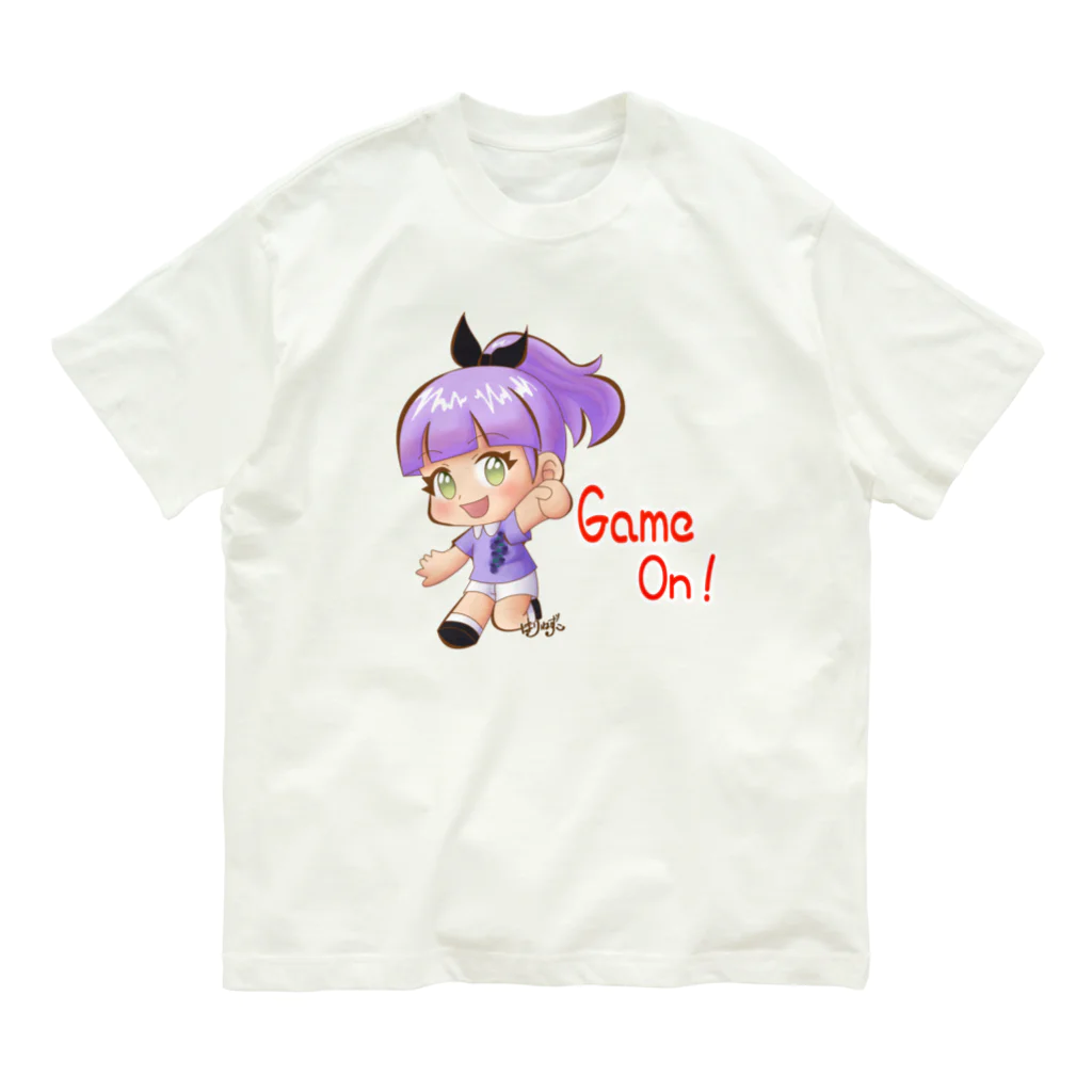 はりねずこのイラストのダーツ女子マリちゃんGame On! オーガニックコットンTシャツ