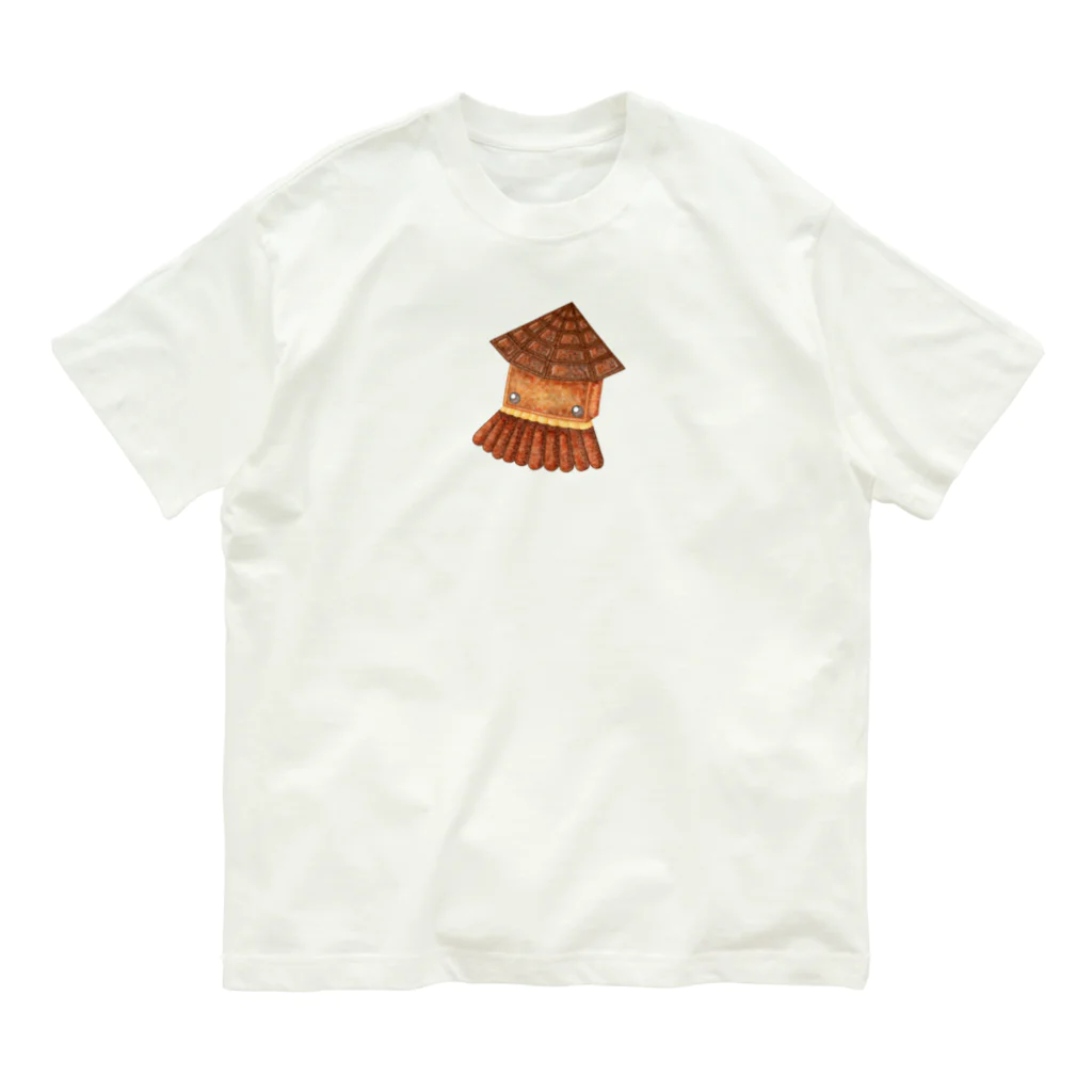 satoayaのアニマルカフェのシ―フードアニマル　イカチョコ オーガニックコットンTシャツ