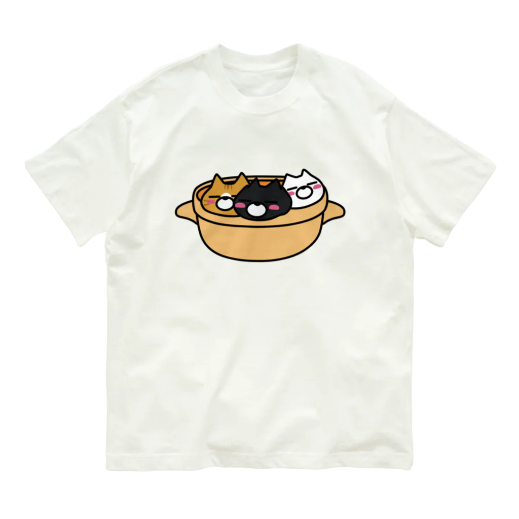 BADCAT GOODS SHOPの鍋ねこトリオ オーガニックコットンTシャツ