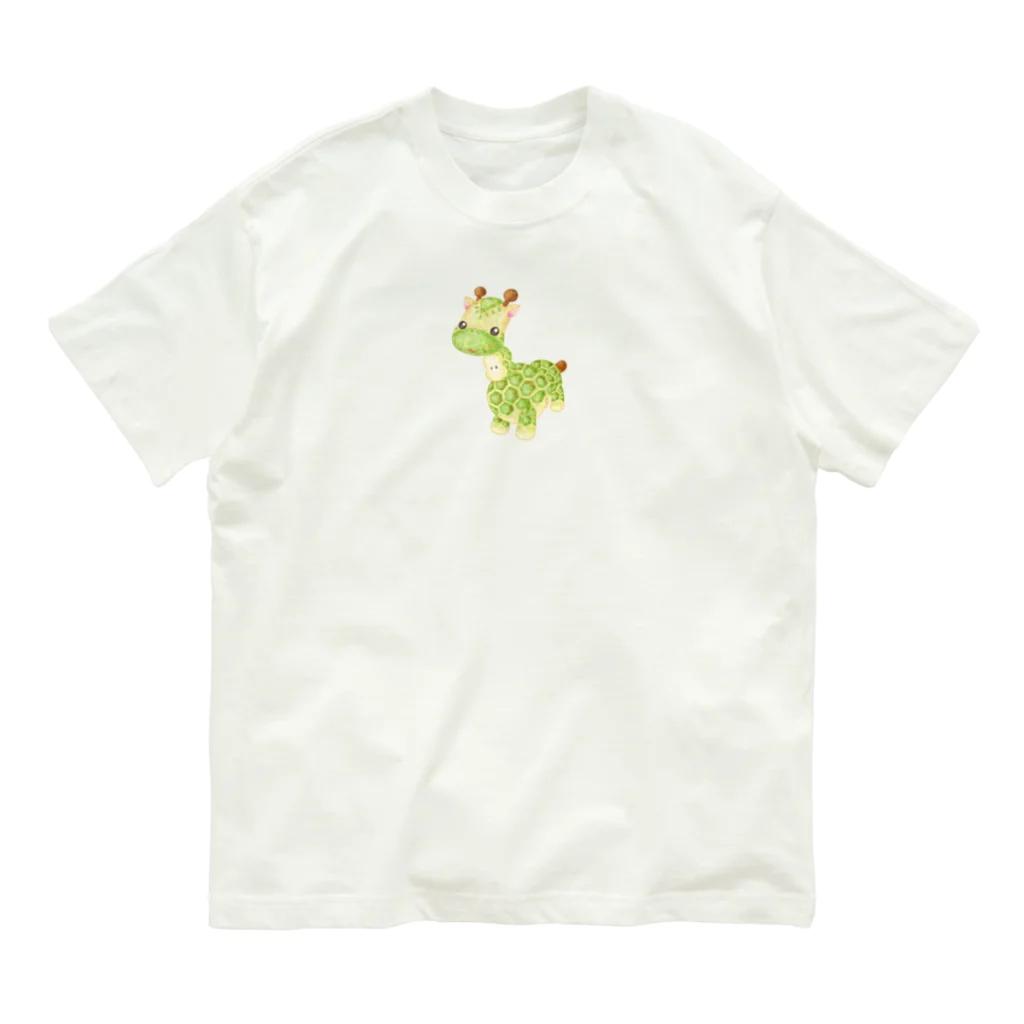 satoayaのアニマルカフェのフルーツアニマル　ラフランスキリン オーガニックコットンTシャツ