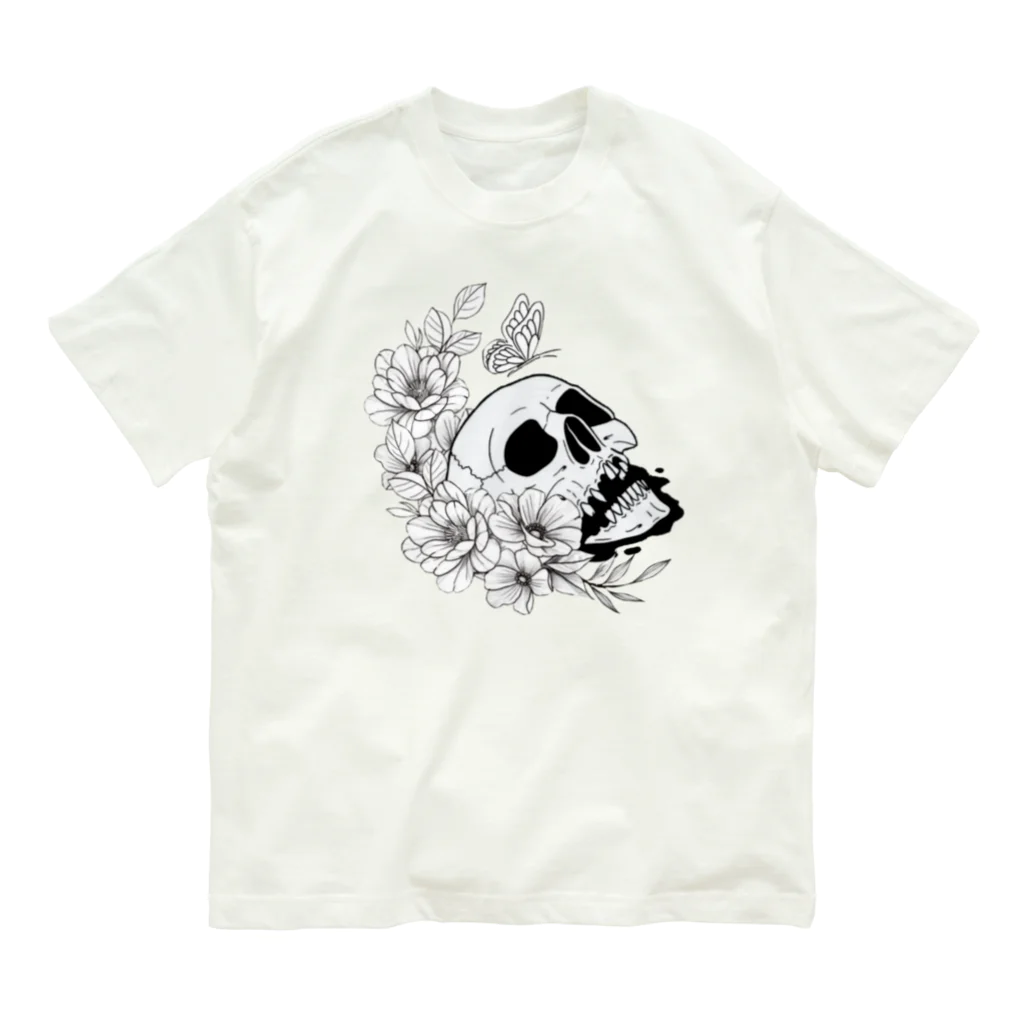 キッチンファラオのドクロフラワー Organic Cotton T-Shirt