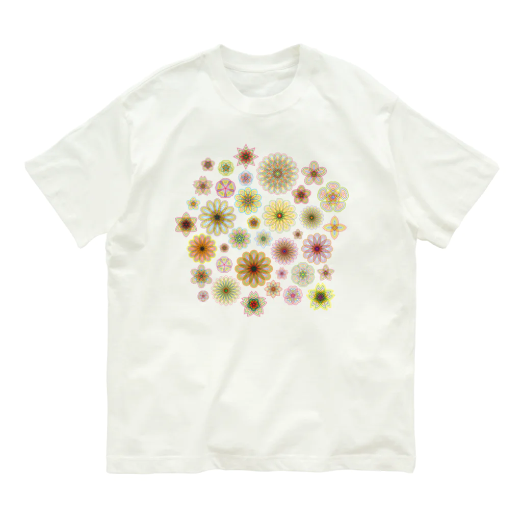 kimchinのやさしい色合いの花柄 オーガニックコットンTシャツ