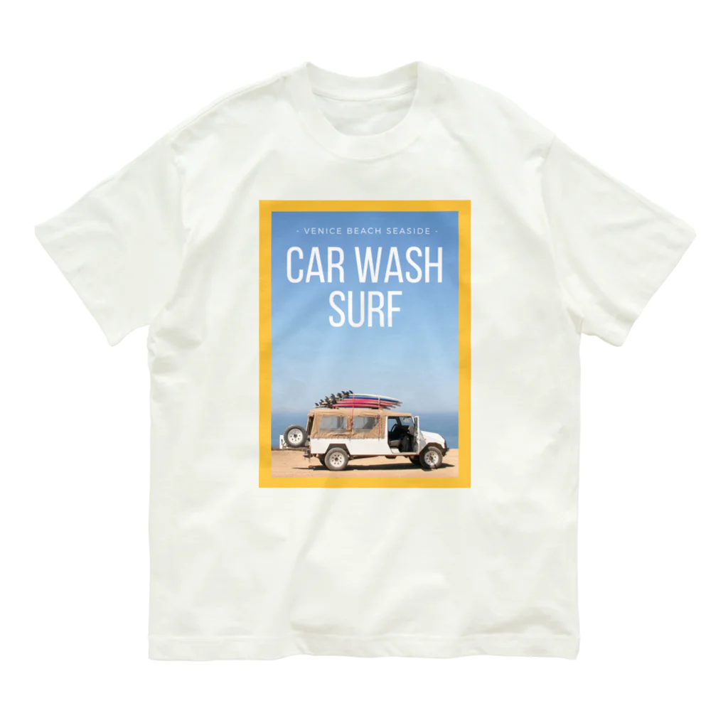 honeycombのサーフボードと車 オーガニックコットンTシャツ