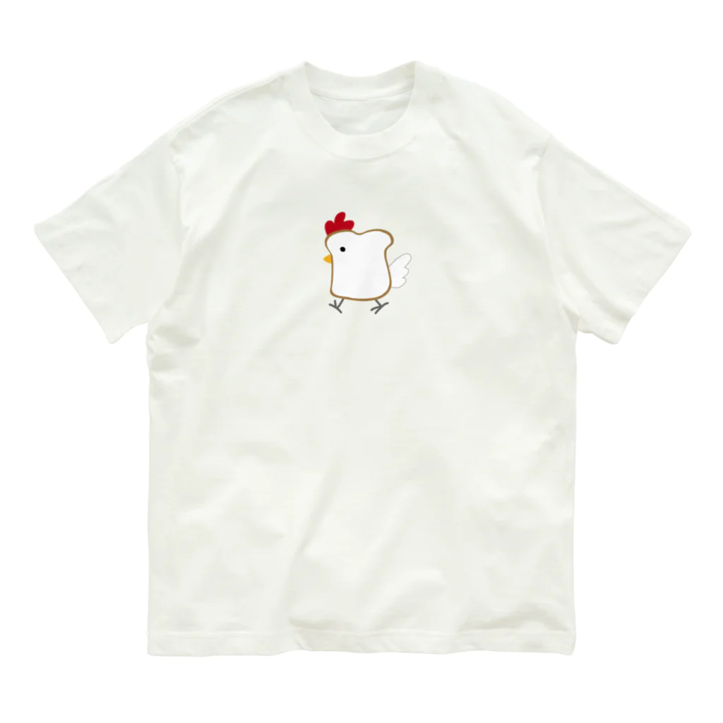 ねこやにわとりやの食パンにわとり オーガニックコットンTシャツ