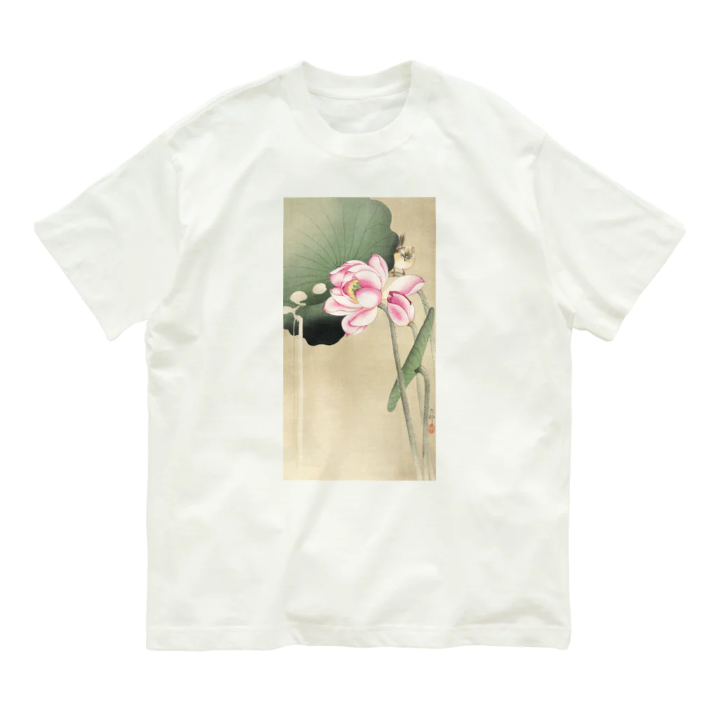 MUGEN ARTの小原古邨　蓮と雀　Ohara Koson / Songbird and Lotus オーガニックコットンTシャツ