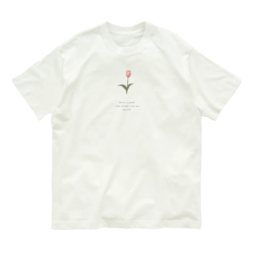 rilybiiのSakura Peach Tulip . オーガニックコットンTシャツ