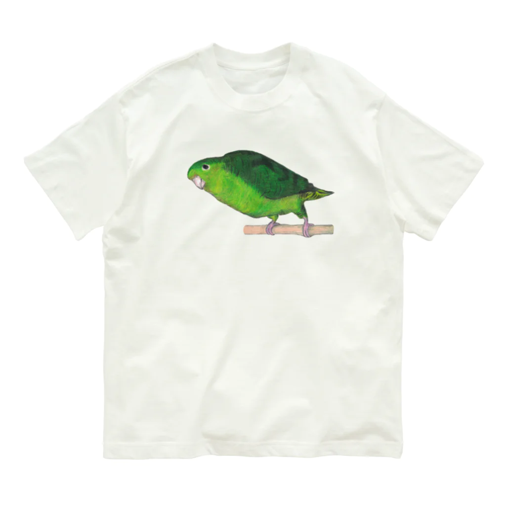 森図鑑の[森図鑑] サザナミインコ緑色 Organic Cotton T-Shirt