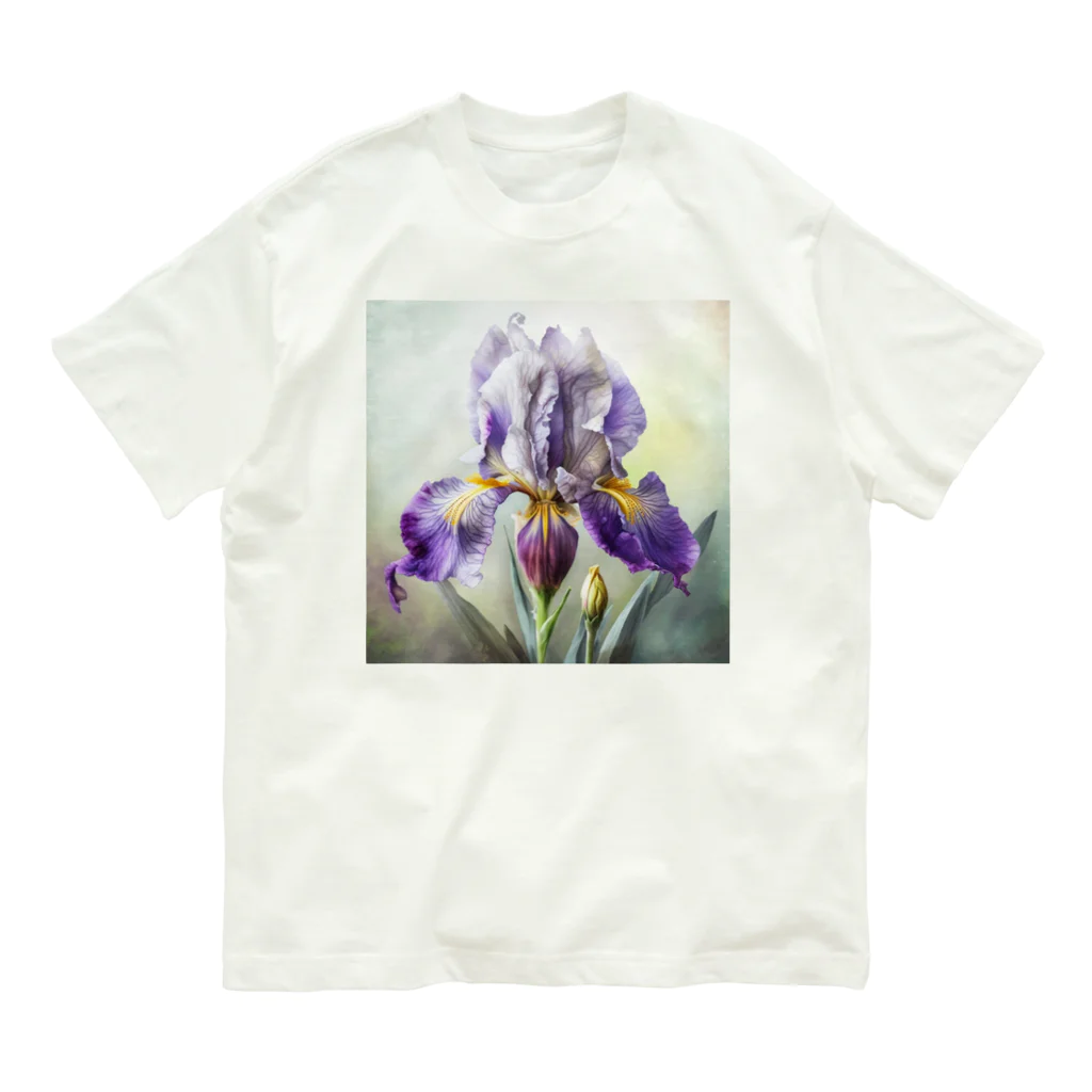 botanicalartAIの神秘的なアヤメ オーガニックコットンTシャツ