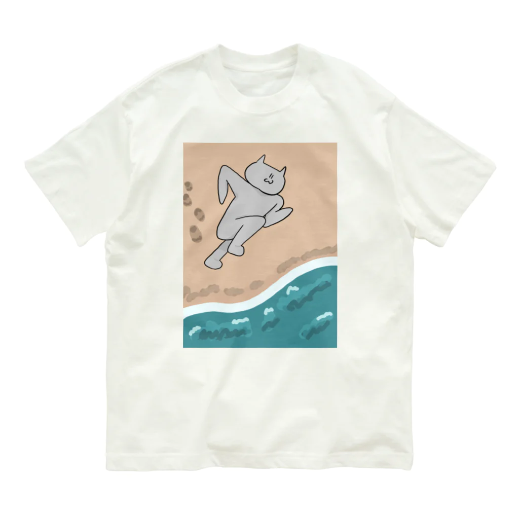 美術部の恥の海に向かってはしるネコさん Organic Cotton T-Shirt