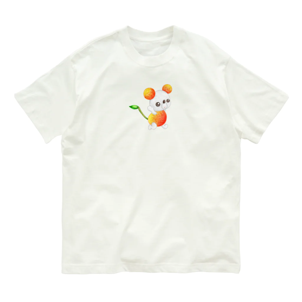 satoayaのアニマルカフェのフルーツアニマル　サクランボネズミ オーガニックコットンTシャツ