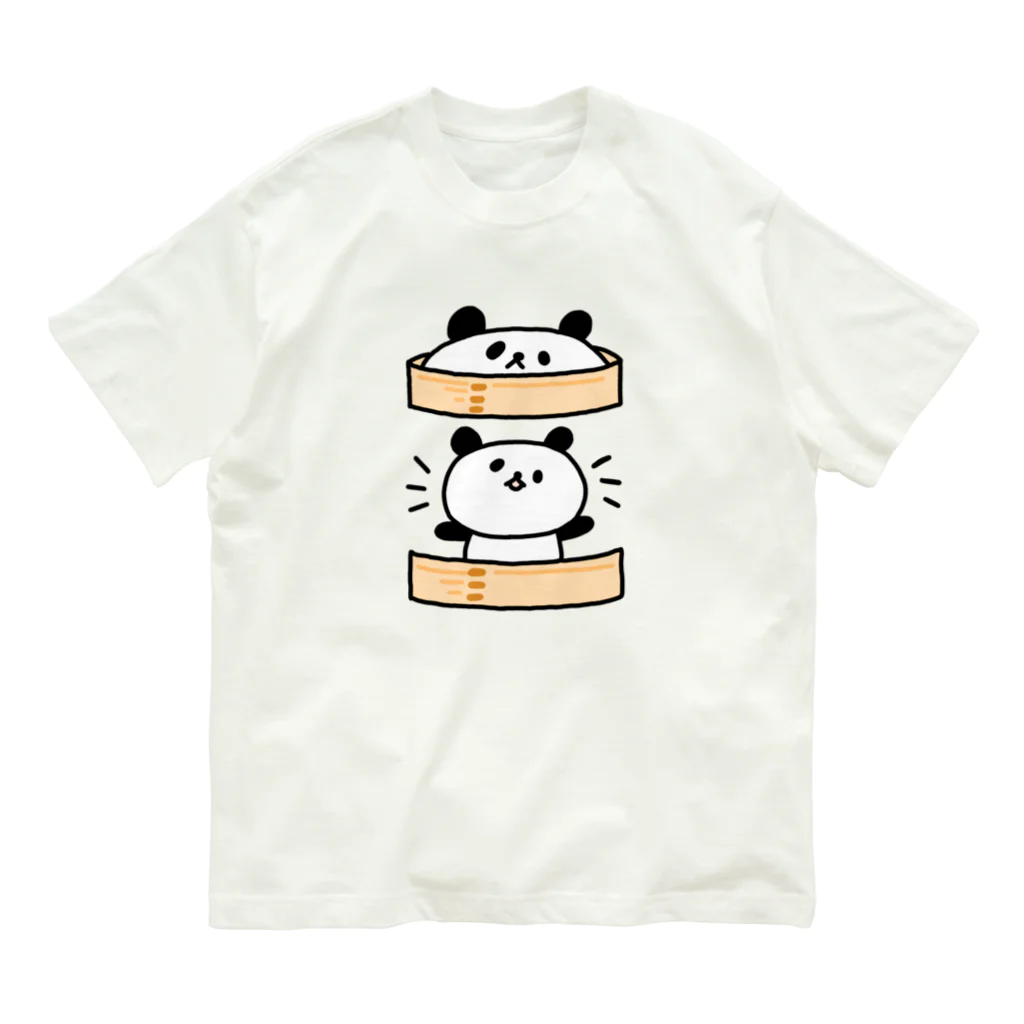 Shoboi-YOSHIDAのしょぼいパンダ（せいろ） オーガニックコットンTシャツ