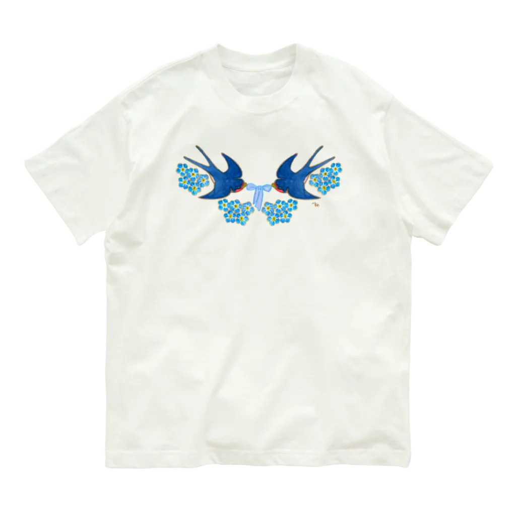 segasworksのForget me (k)not（抱きツバメちゃん） Organic Cotton T-Shirt