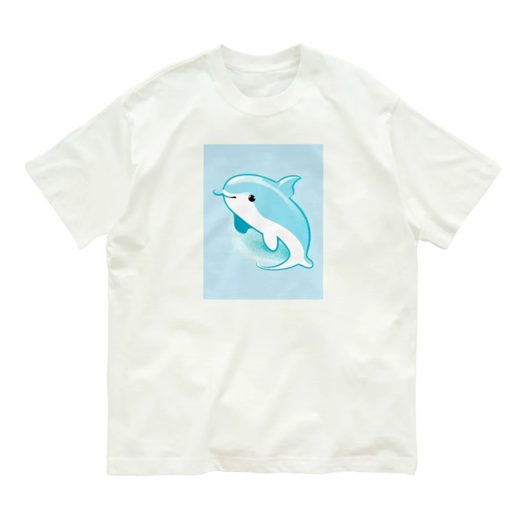 dolphineの癒しのハッピードルフィン　Healing Happy Dolphine オーガニックコットンTシャツ