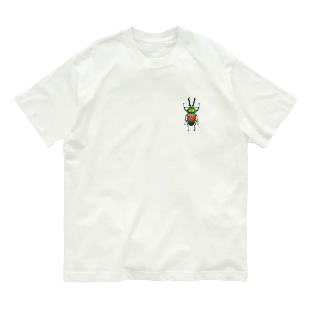 昆虫画のニジイロクワガタ Organic Cotton T-Shirt