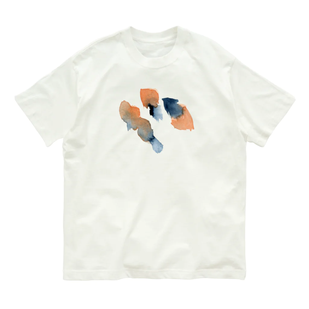 c5watercolorの水彩ペイント・オレンジ&インディゴ Organic Cotton T-Shirt