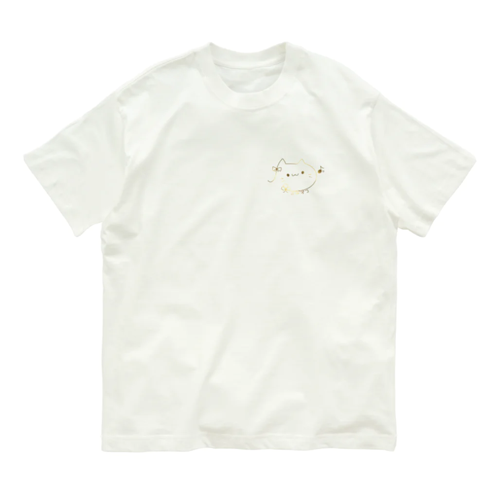 まなネコ❤️🐈の第1弾 まなネコロゴ(フチあり) オーガニックコットンTシャツ