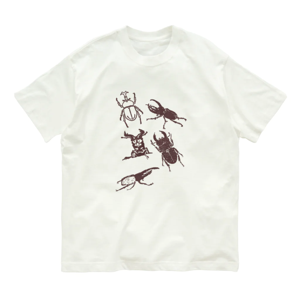 23_drawingのカブトムシとクワガタ オーガニックコットンTシャツ