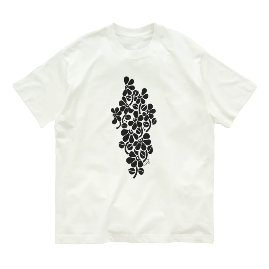 snow moonのFlowers (BK) オーガニックコットンTシャツ