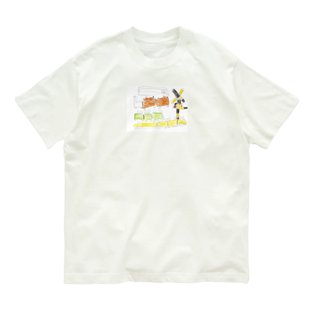 裸足になれるのふみきりマン オーガニックコットンTシャツ