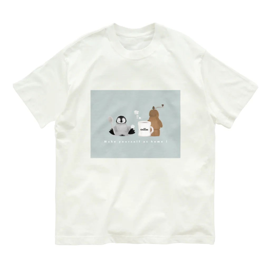 nagisa-ya(なぎさや) ペンギン雑貨のコーヒーとペンひな オーガニックコットンTシャツ