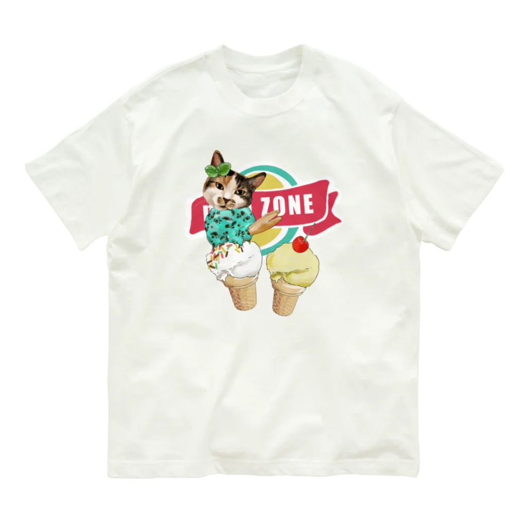 みきぞーん｜保護猫 ミッキー画伯と肉球とおともだちのmint オーガニックコットンTシャツ