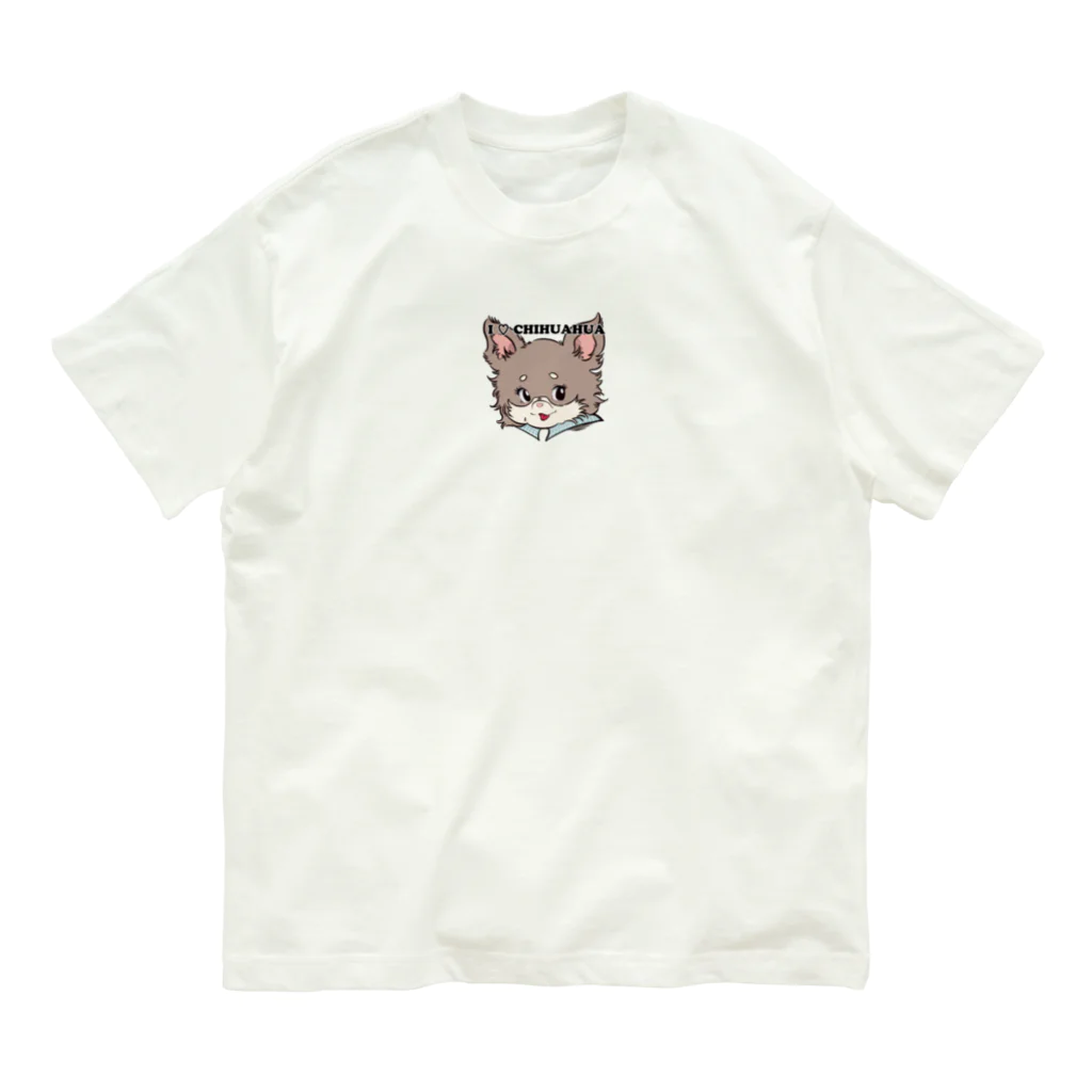 チャリティーグッズ-犬専門デザインのチワワ-チョコタン「I♡CHIHUAHUA」 Organic Cotton T-Shirt