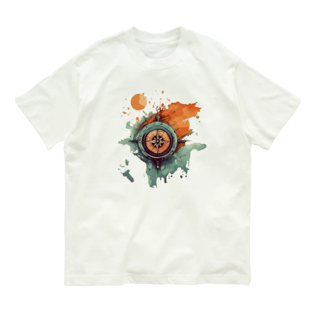 キャンプの達人のコンパス＆マップ ヴィンテージ キャンプ Organic Cotton T-Shirt