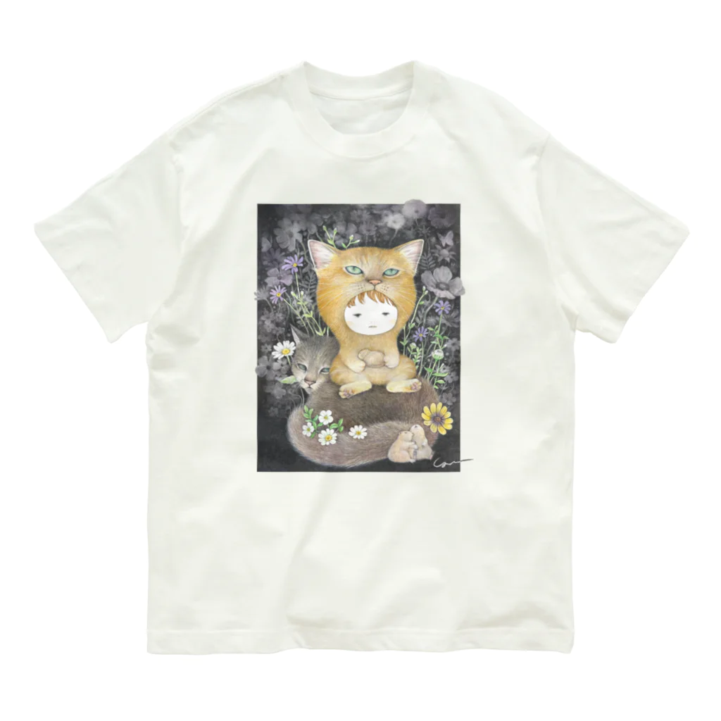 山田雨月shopのねこママクッション暖かいなT Organic Cotton T-Shirt