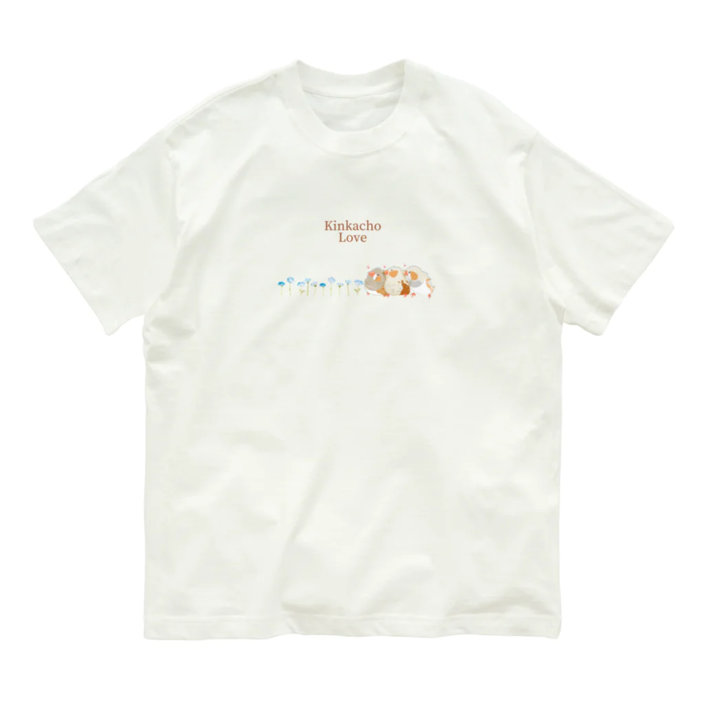 雛乃の文鳥グッズ屋さんのキンカチョウのネモフィラデザイン Organic Cotton T-Shirt