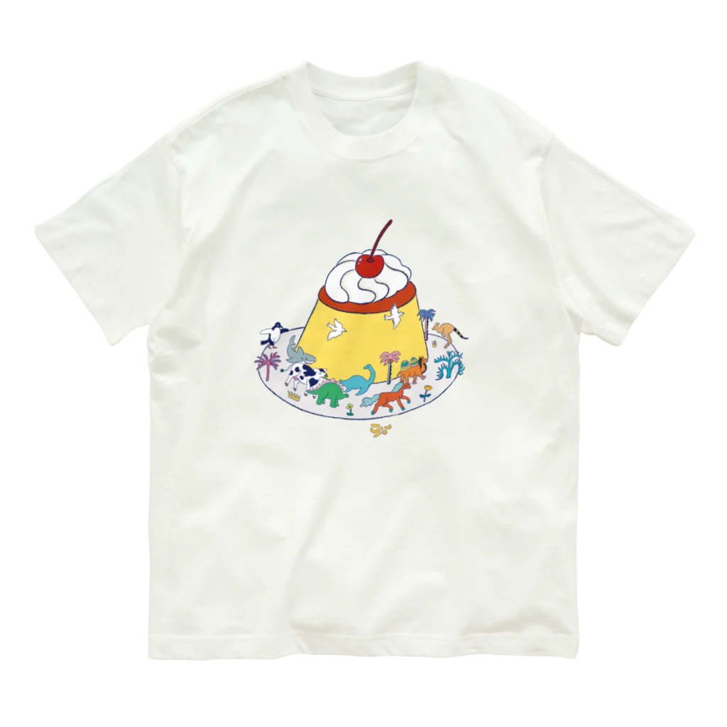 Futakawa Mayuのグッズショップのプリン　動物 オーガニックコットンTシャツ